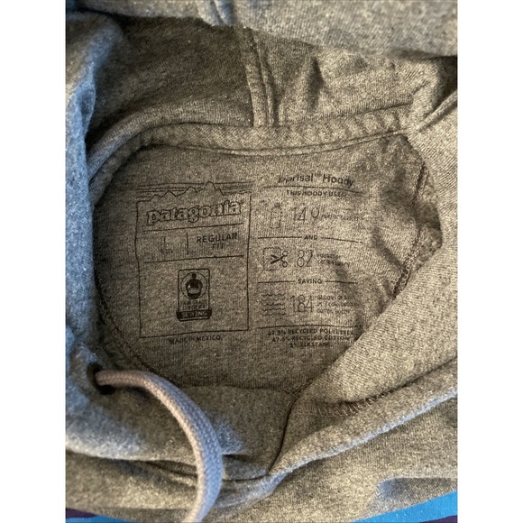 Patagonia Men's Pullover Gray Hoodie Pocket Size Large Uprisal Unisex L P6 logo - Picture 8 of 12